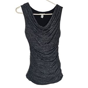 H&M grey lined sleeveless ruched tank blouse